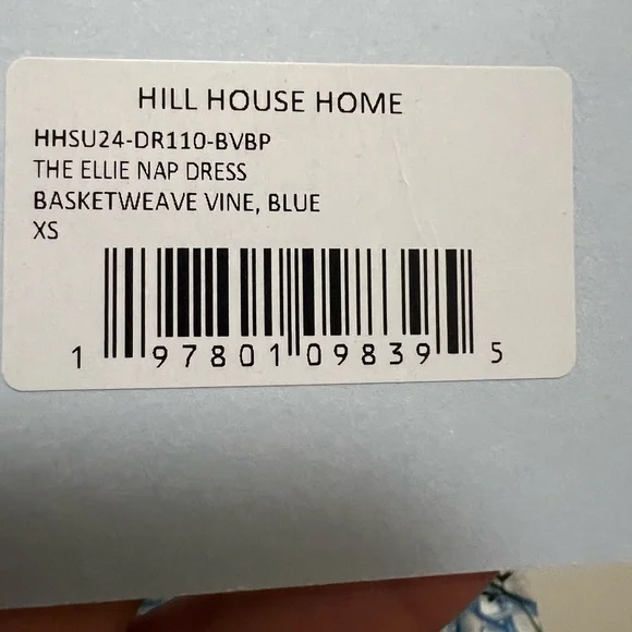 Hill House The Ellie Nap Dress Basketweave Vine Floral Blue Dress Size XS
